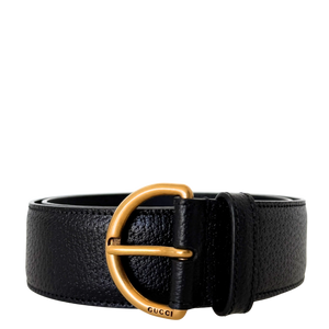 Gucci Gepolijste D-ring Leren Riem Zwart 80 cm
