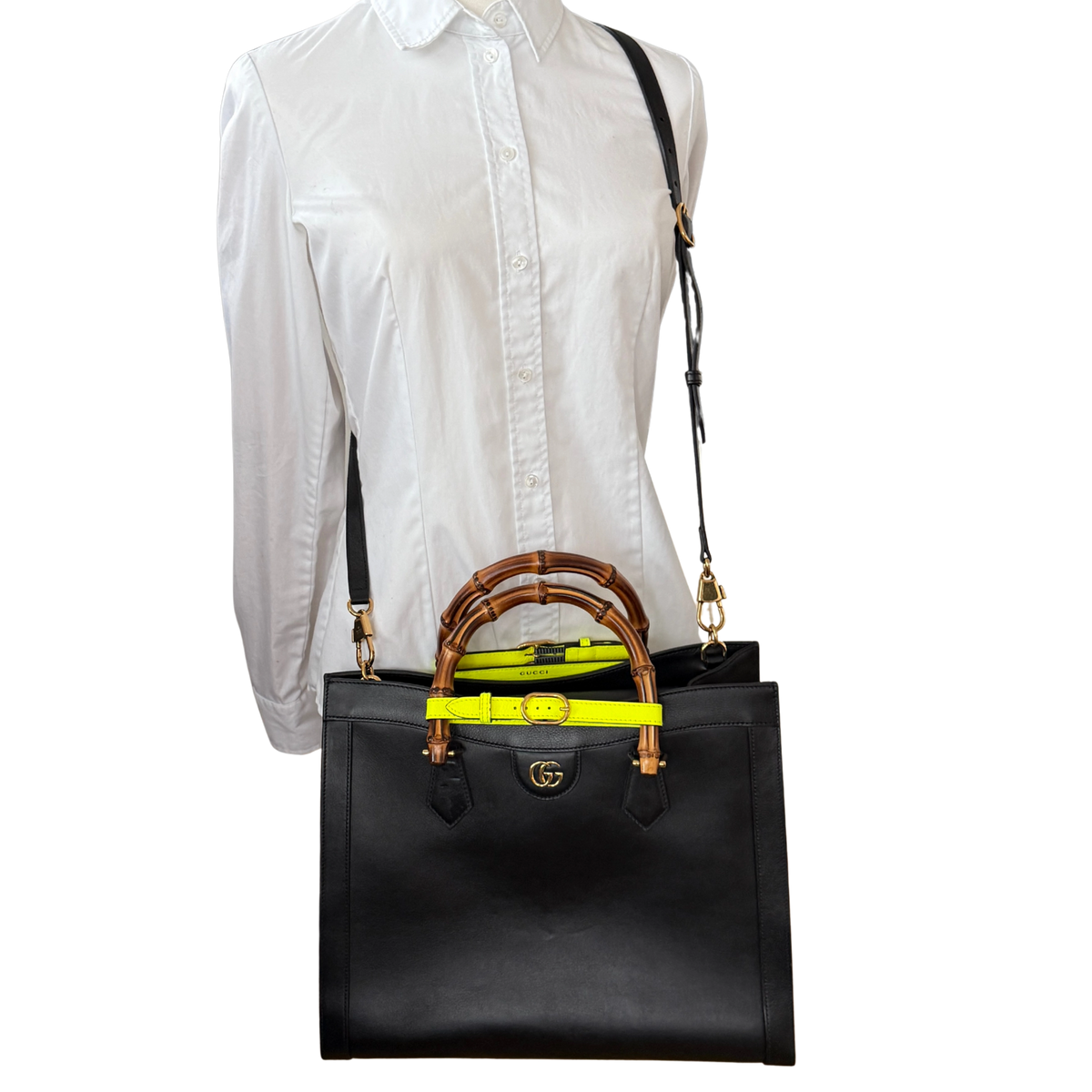 Gucci Großer Diana Bamboo Shopper Schwarz / gut Gucci