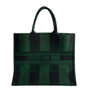 Dior Book Tote Large Check Leaf groen / zwart