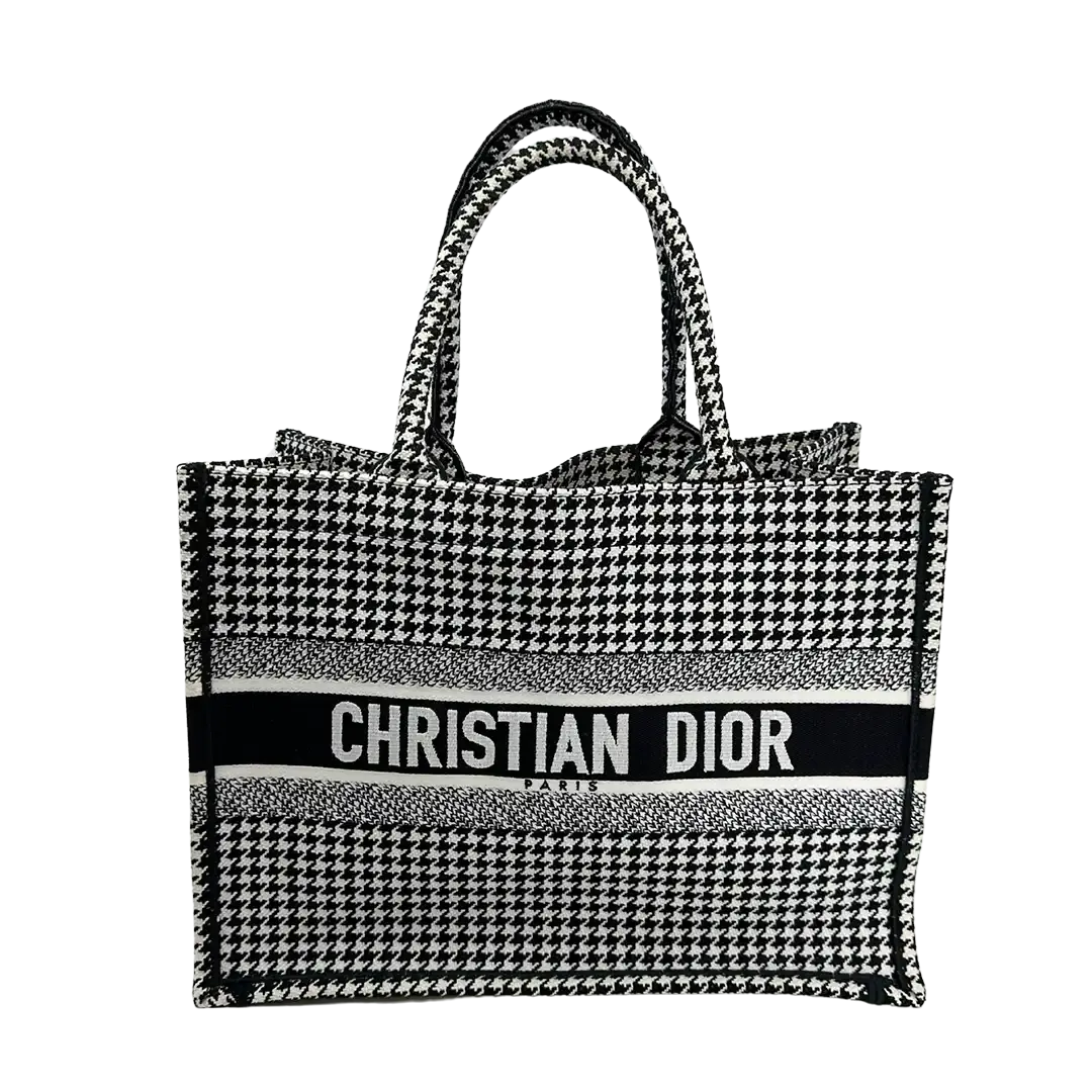 Dior Booktote mittelgroß Hahnentritt schwarz weiß/ sehr gut Dior