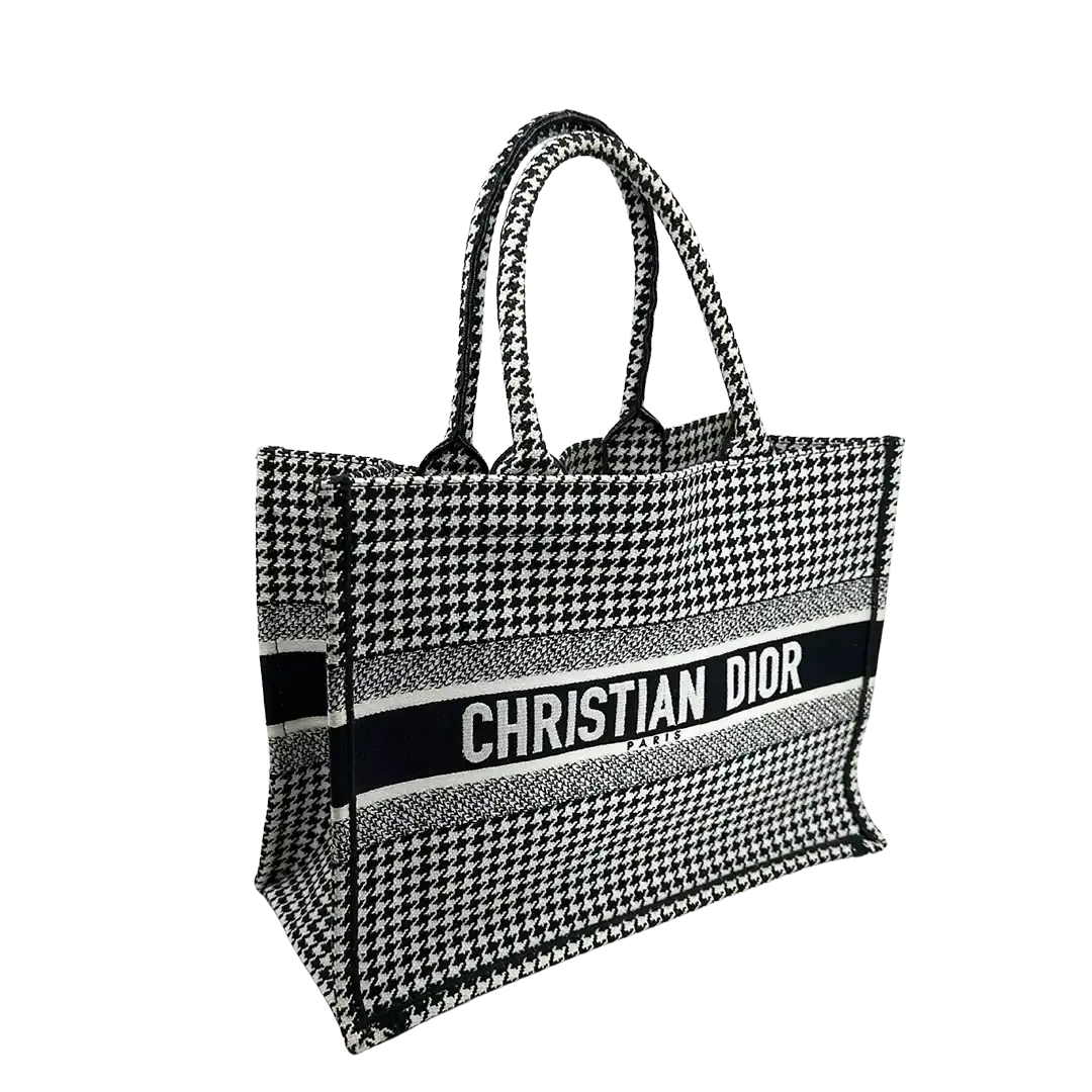 Dior Booktote mittelgroß Hahnentritt schwarz weiß/ sehr gut Dior