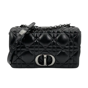 Dior CARO tas middelgroot zwart leer Gun Metal
