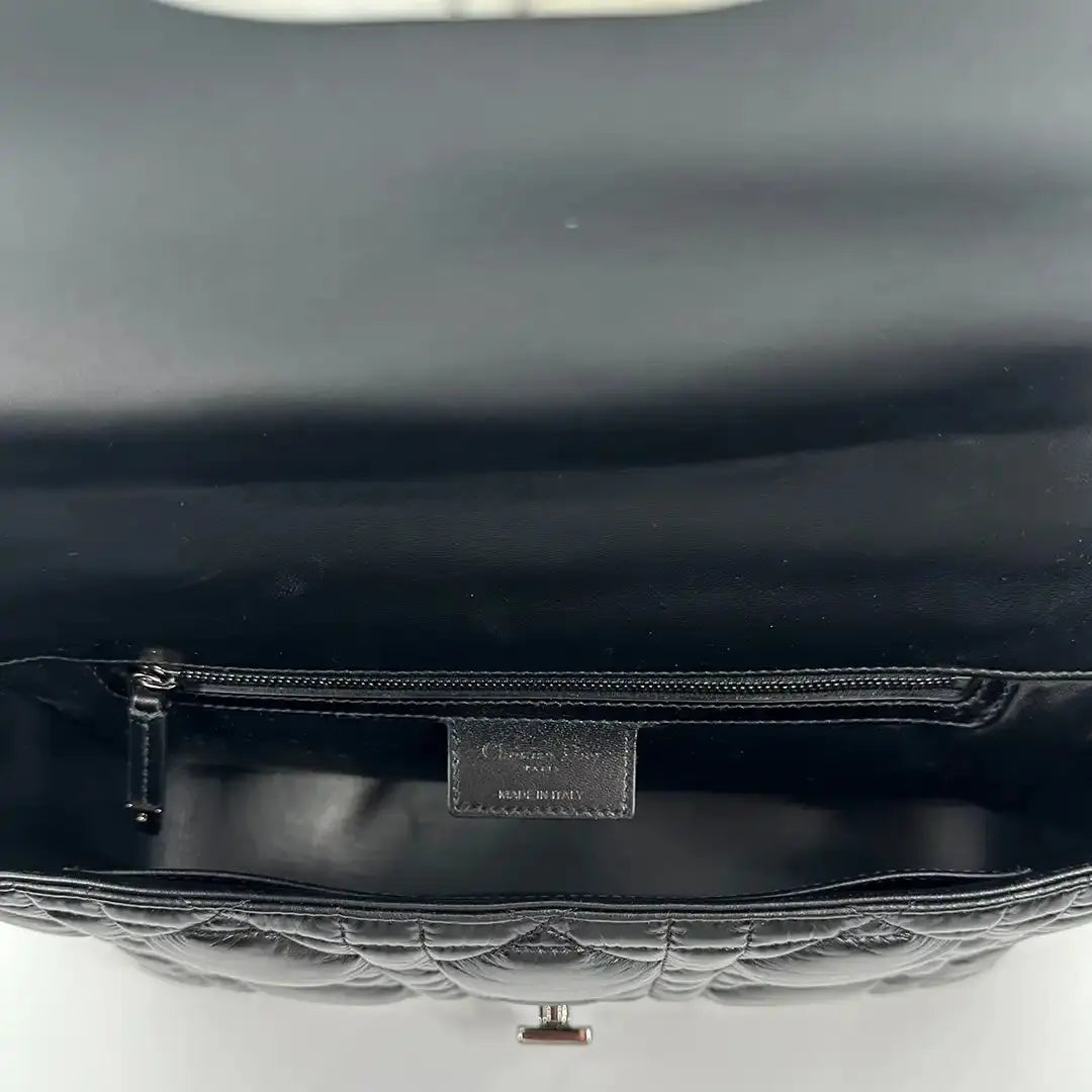 Dior CARO Tasche mittelgroß schwarz Leder Gun Metal / sehr gut Dior