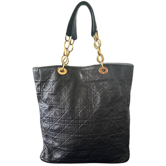 Dior Grand Sac Soft Cannage Lambskin schwarz / sehr gut Dior