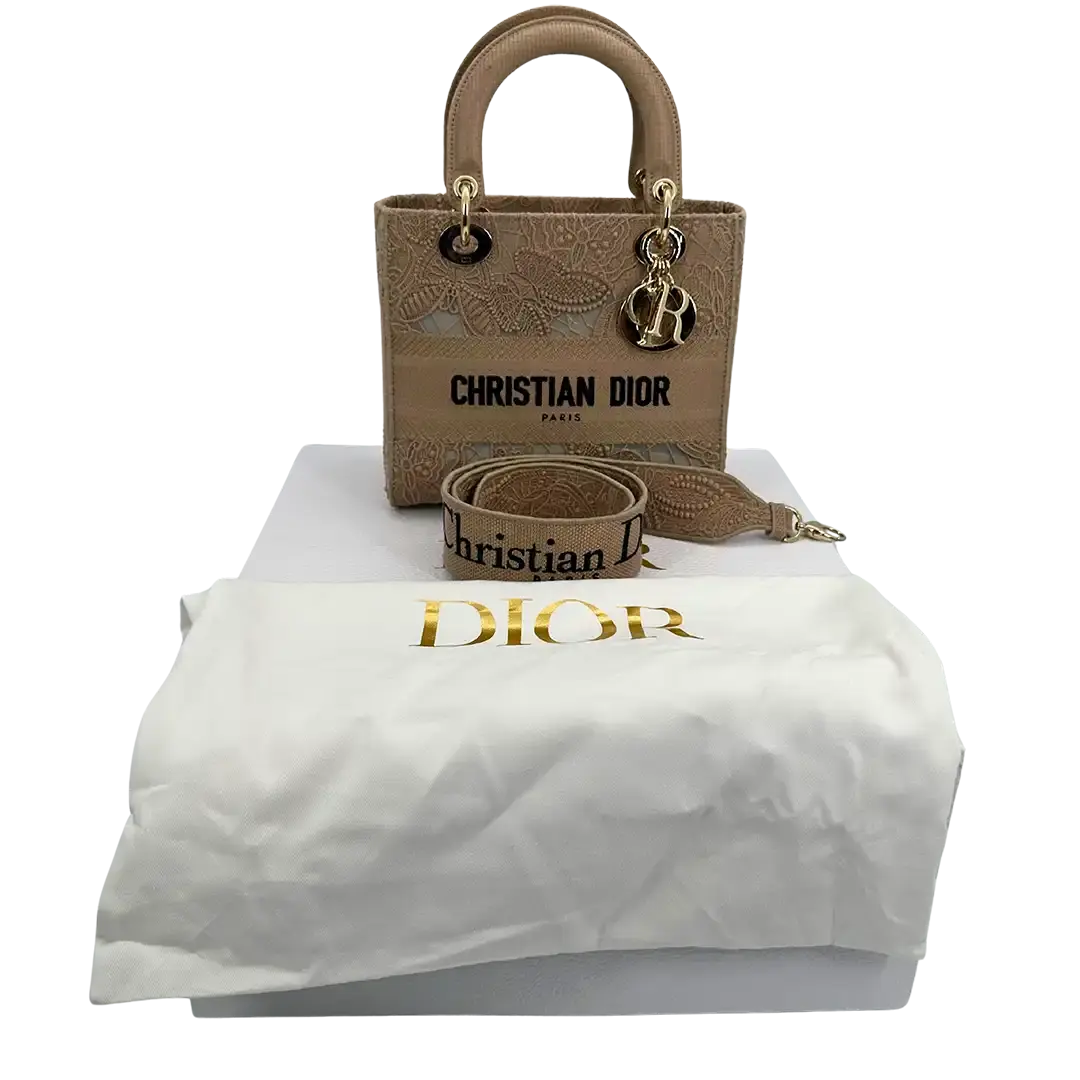 Dior Lady D-Lite Tasche Medium beige / neuwertig Dior