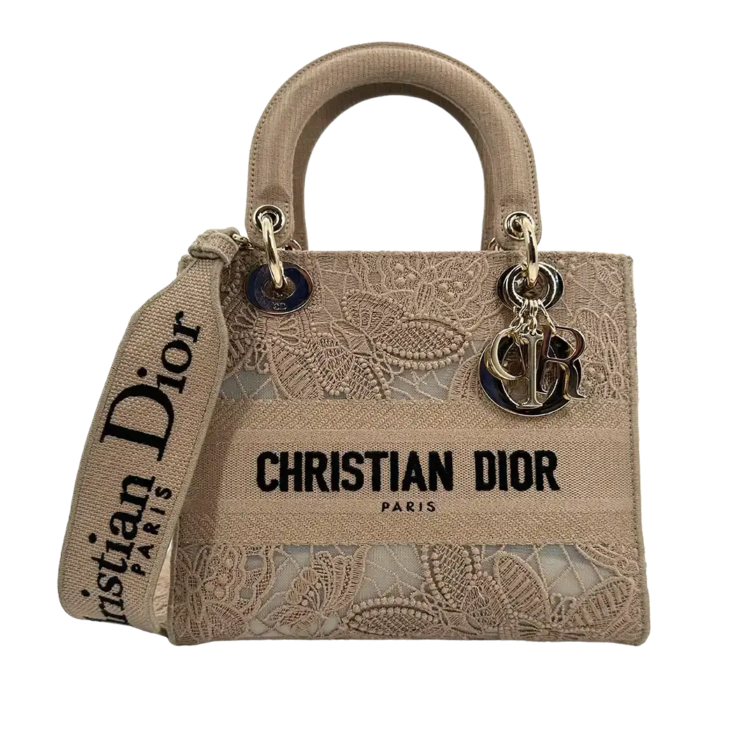 Dior Lady D-Lite Tasche Medium beige / neuwertig Dior