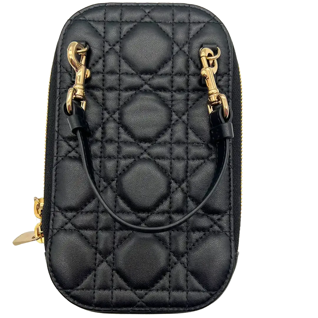 Dior Lady Dior Smartphone Tasche Lammleder schwarz / sehr gut Dior