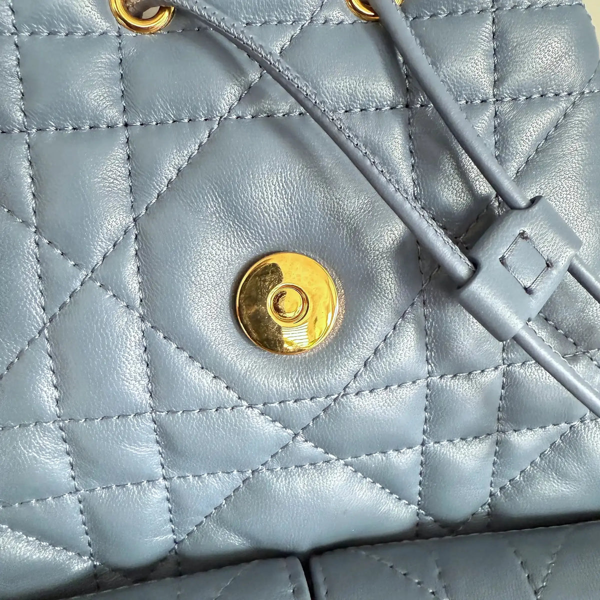 Dior Medium Caro Rucksack Denim blue Macrocannage Lammleder / neuwertig Dior