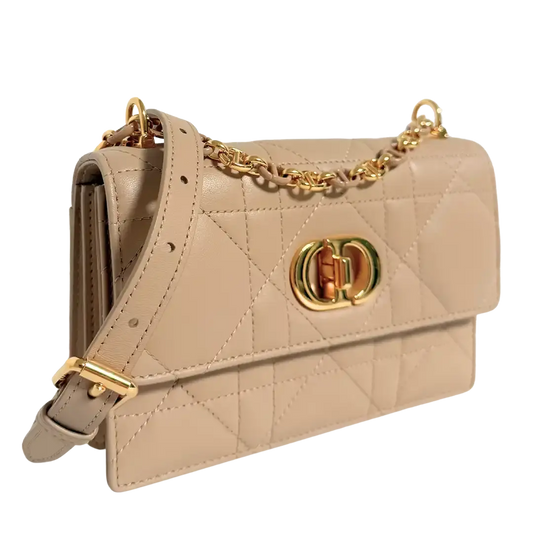 Dior Miss Caro Minitasche Macrocannage Lammleder in Puderbeige / neuwertig Dior