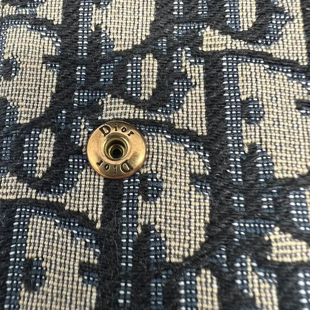 Dior Saddle Portmonnaie Langformat mit Kette Jacquard Blau / sehr gut Dior