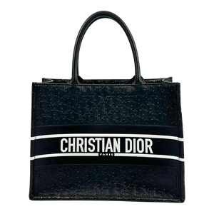 Dior Book Tote tas middelgroot zwart leer
