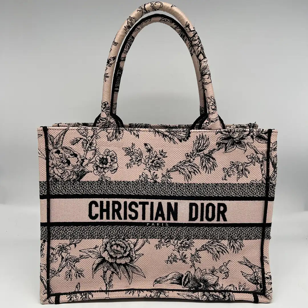 Dior Book Tote mittelgross Jardin Botanique-Motiv in Purderrosa rarität / sehr gut Dior