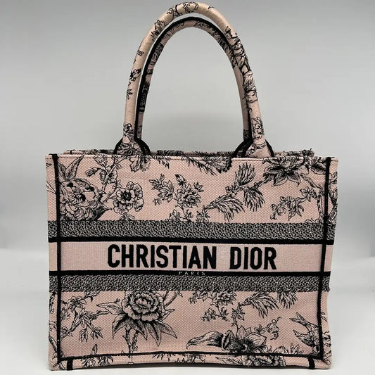 Dior Book Tote mittelgross Jardin Botanique-Motiv in Purderrosa rarität / sehr gut Dior