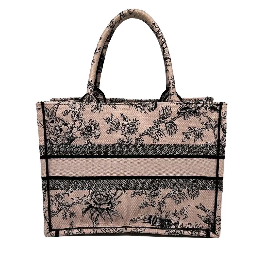 Dior Book Tote mittelgross Jardin Botanique-Motiv in Purderrosa rarität / sehr gut Dior