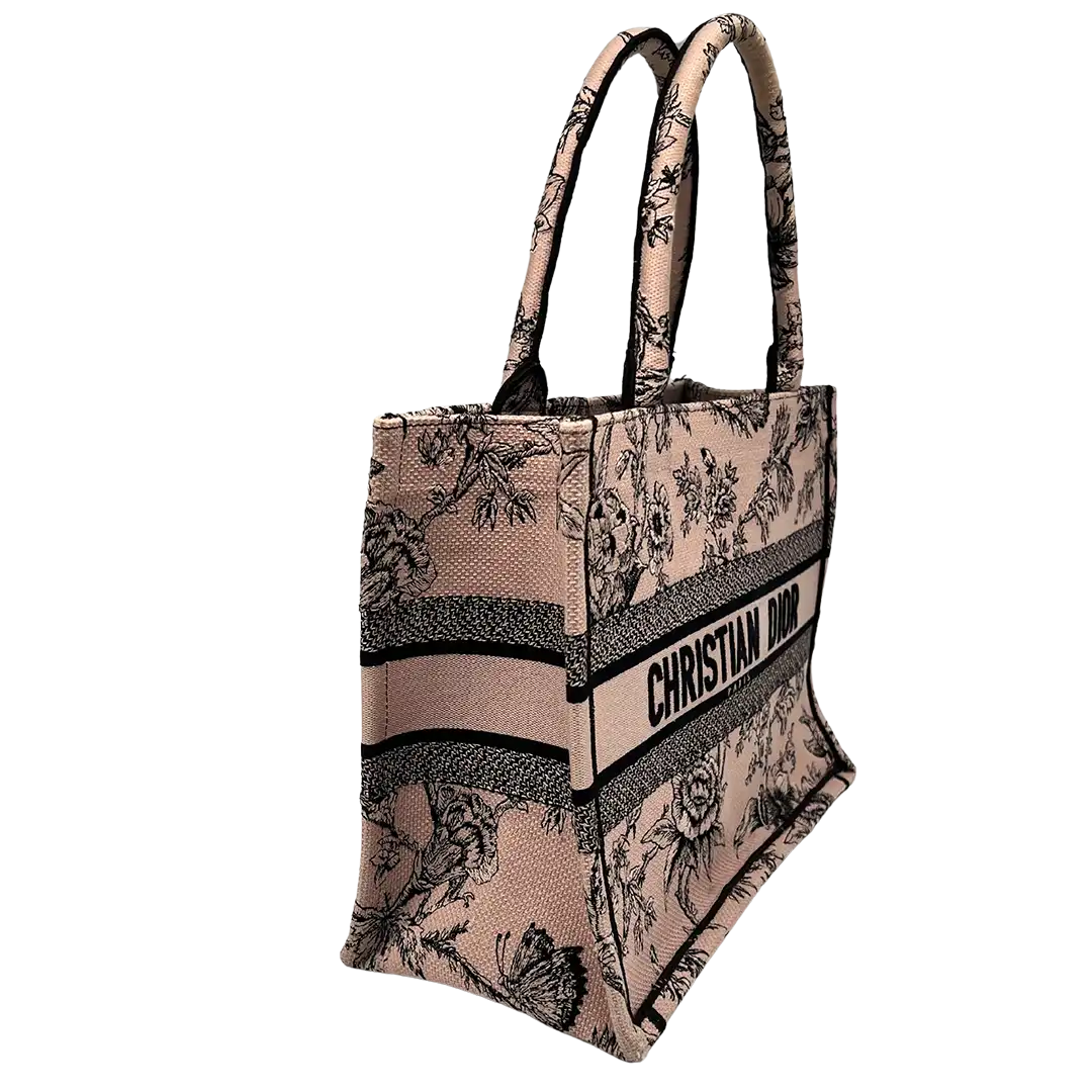 Dior Book Tote mittelgross Jardin Botanique-Motiv in Purderrosa rarität / sehr gut Dior
