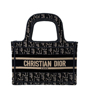 Dior Book Tote Oblique fluweel mini blauw beige