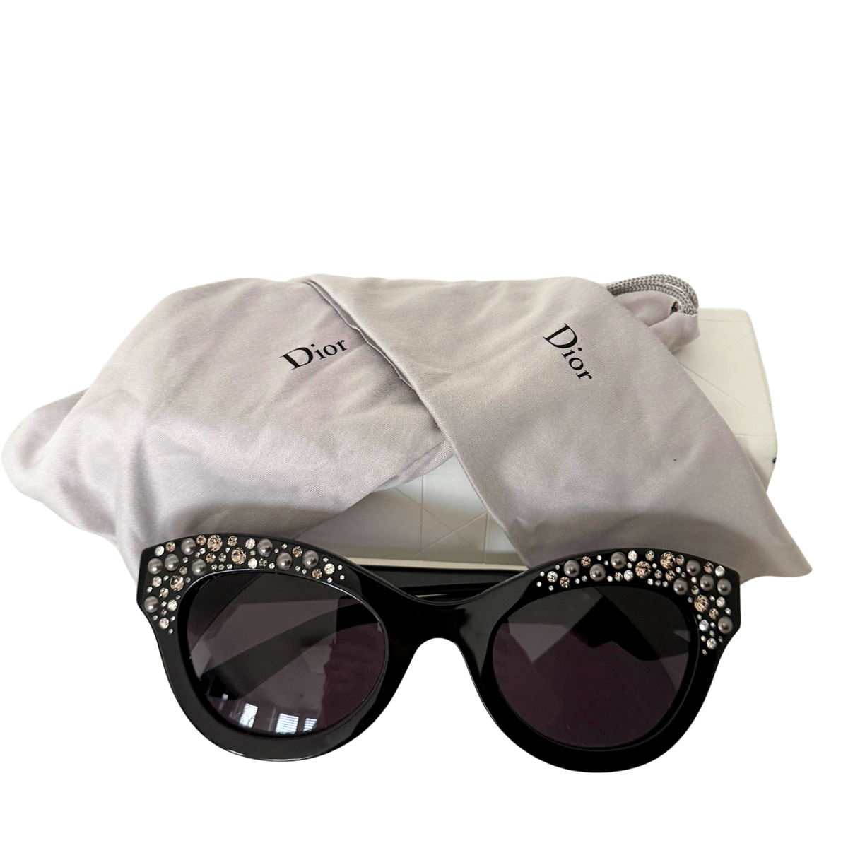 Dior Sonnenbrille mit Strasssteinen Schwarz / sehr gut Dior