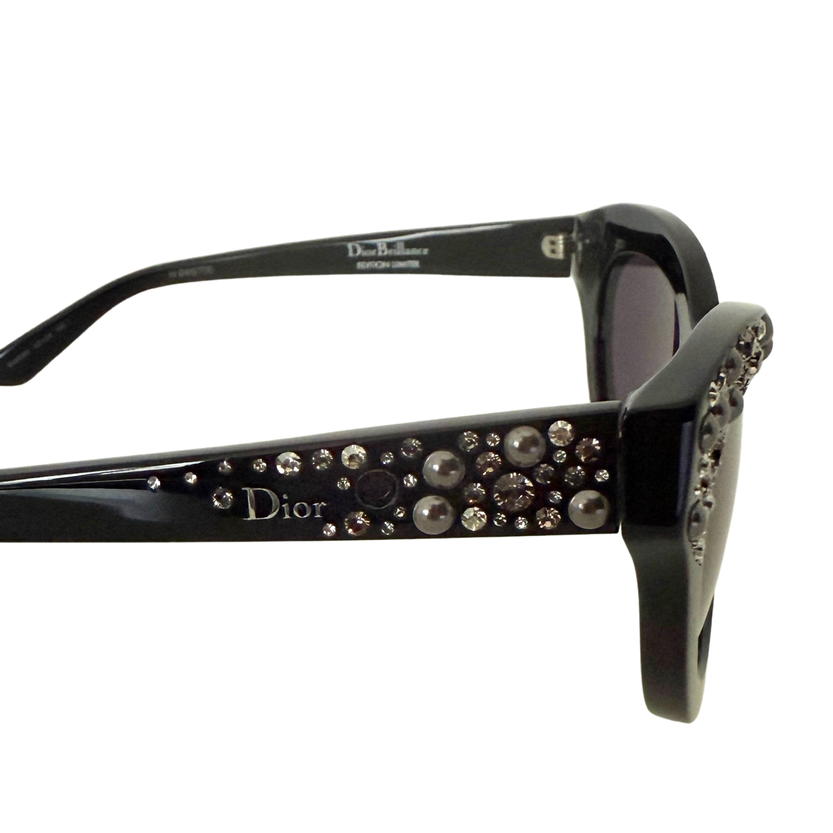 Dior Sonnenbrille mit Strasssteinen Schwarz / sehr gut Dior
