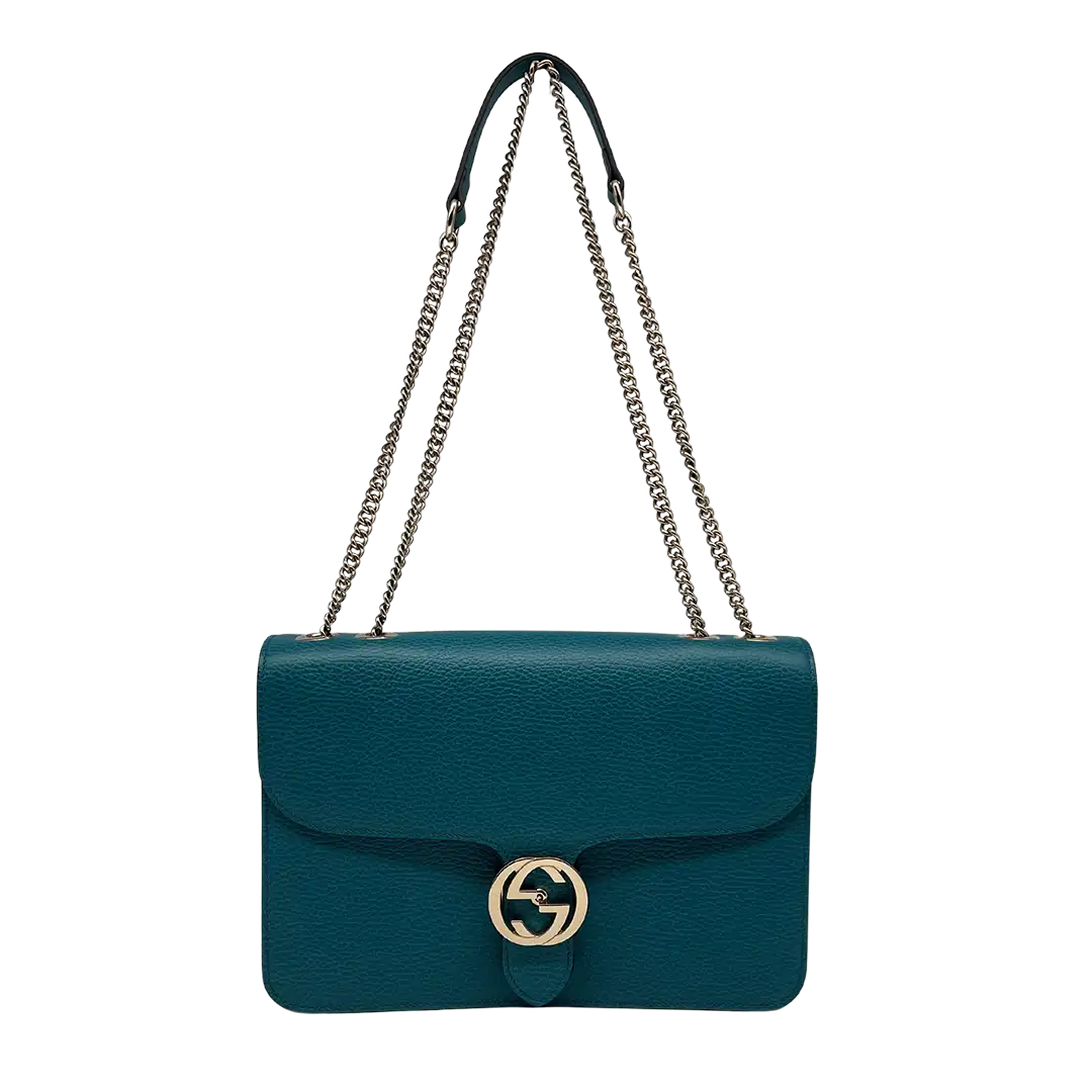 Gucci Interlocking GG Medium Crossbody Tasche blau / türkis / sehr gut Gucci
