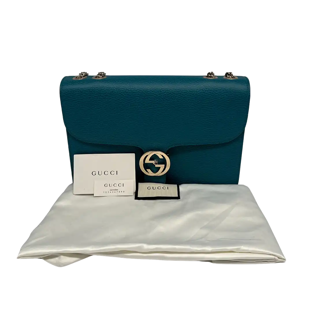 Gucci Interlocking GG Medium Crossbody Tasche blau / türkis / sehr gut Gucci