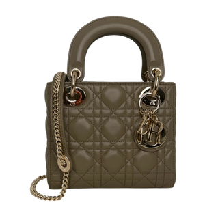Dior Lady Dior Mini Cannage lamsleer met ketting