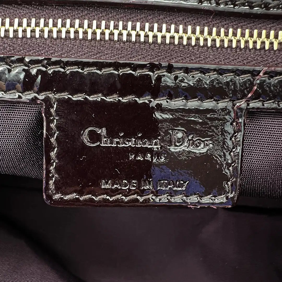 Christian Dior Henkeltasche Soft Lady Dior Shopper Cannage Lackleder schwarz / dunkel lila / sehr gut Dior