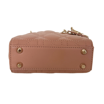 Lady Dior Microtasche Cannage Lammleder Rose de Vents / sehr gut Dior