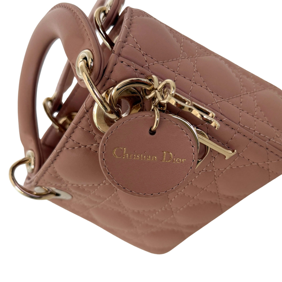 Lady Dior Microtasche Cannage Lammleder Rose de Vents / sehr gut Dior