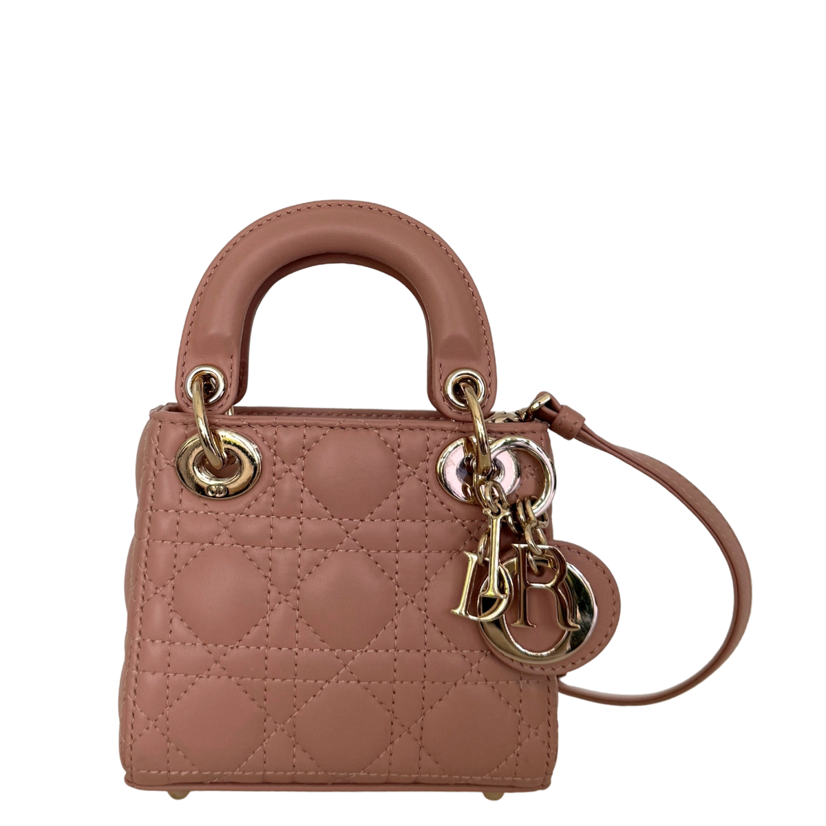 Lady Dior Microtasche Cannage Lammleder Rose de Vents / sehr gut Dior