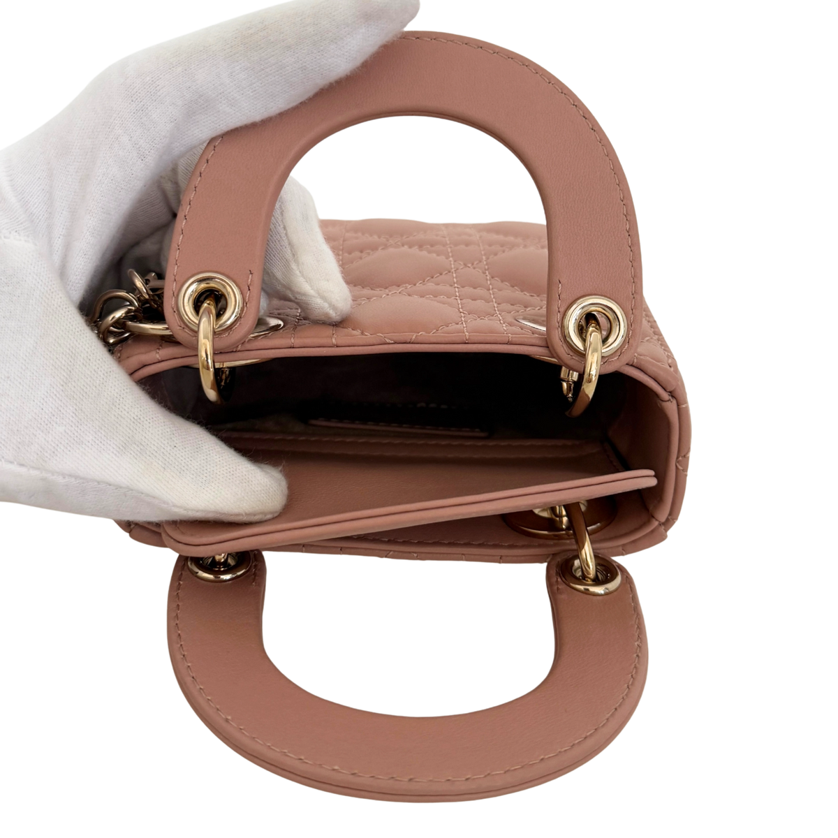Lady Dior Microtasche Cannage Lammleder Rose de Vents / sehr gut Dior