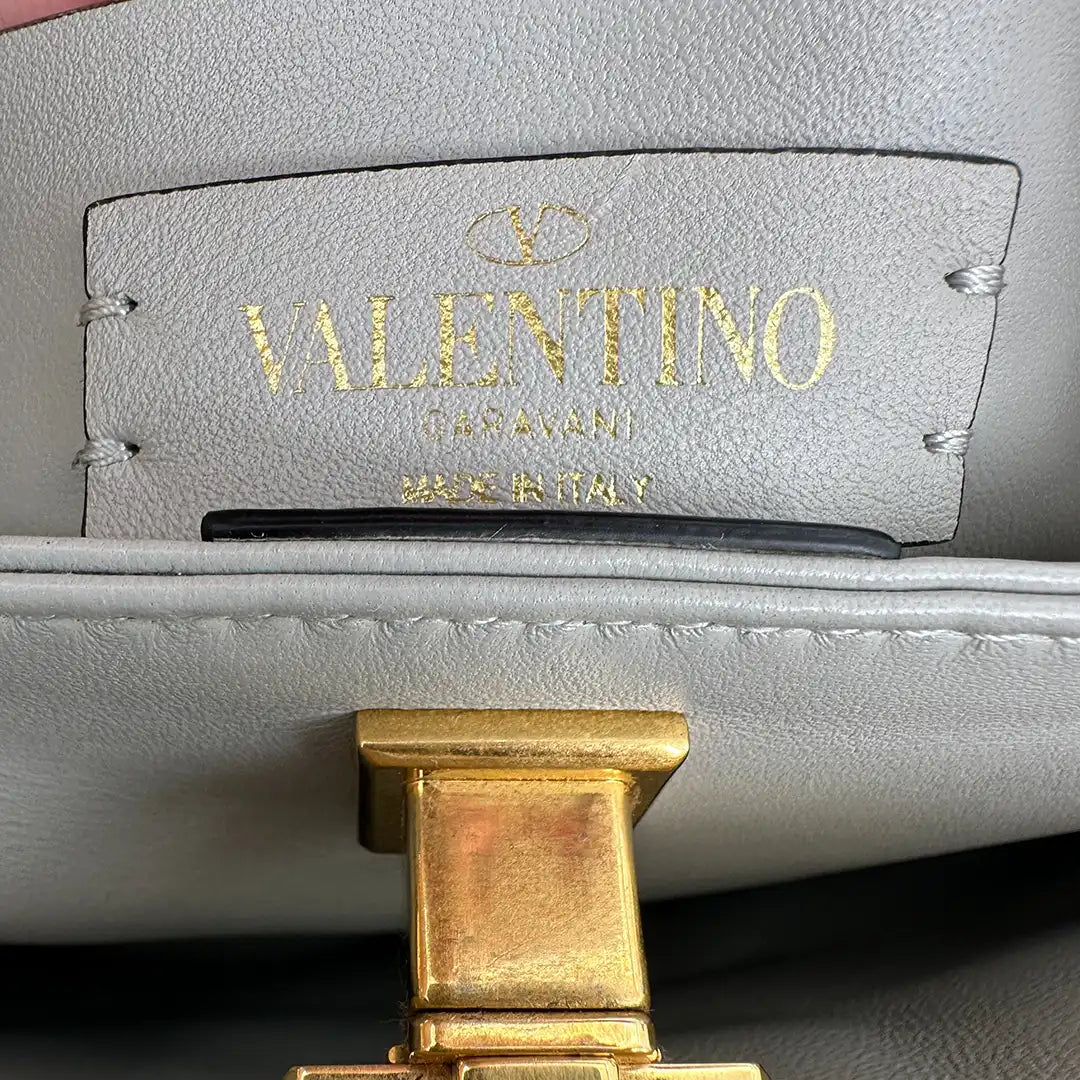 Valentino Garavani Damen Umhängetasche "Roman Stud Tophandle" klein weiß / sehr gut Valentino