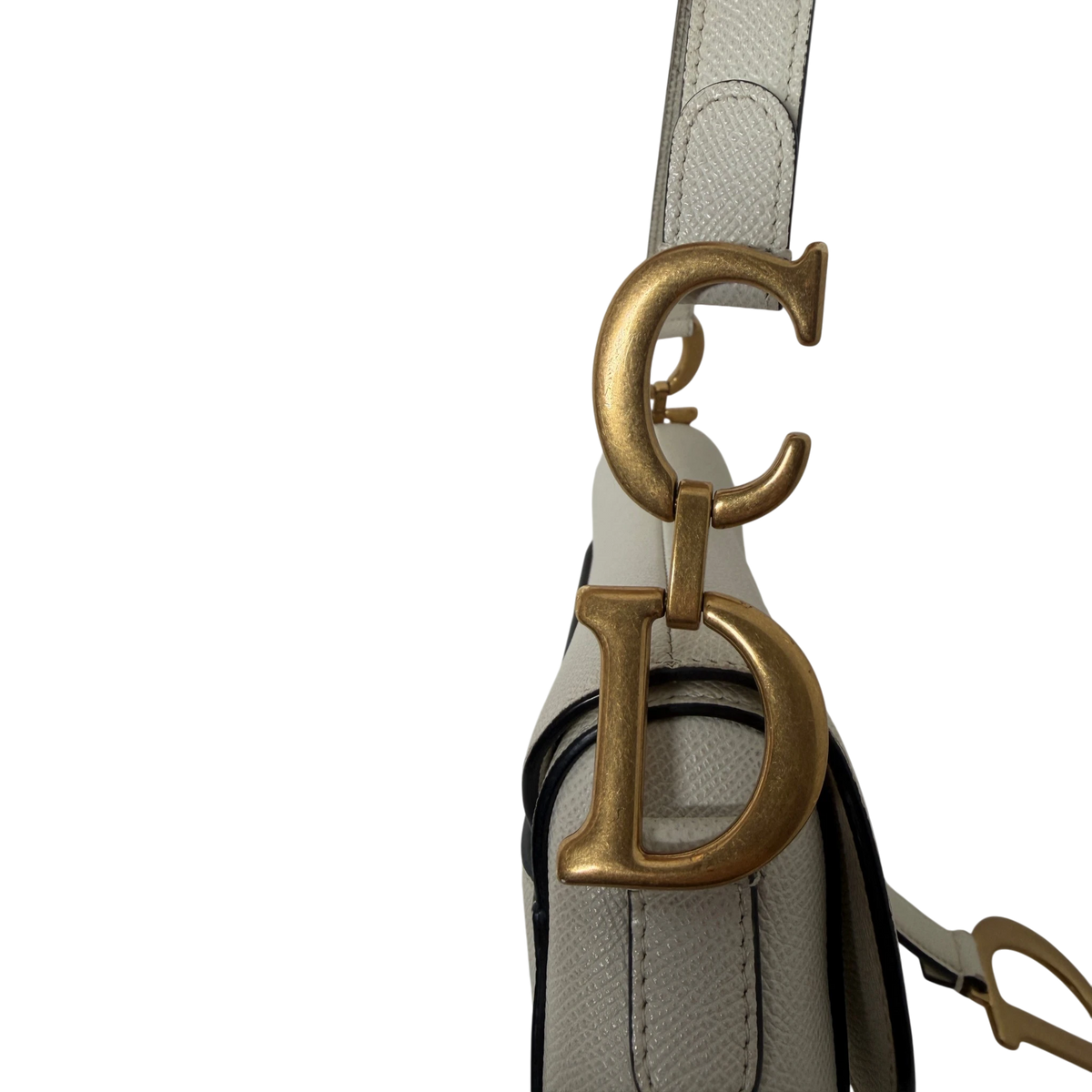 Dior Saddle Bag Medium cremeweißes Grained Calfskin Dior