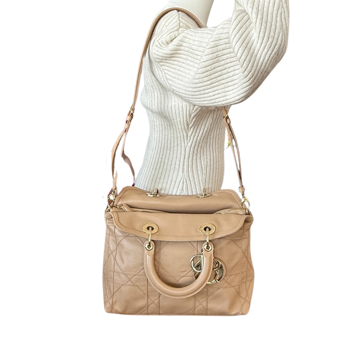 Dior Cannage Granville Tote Bag Beige / akzeptabel Dior