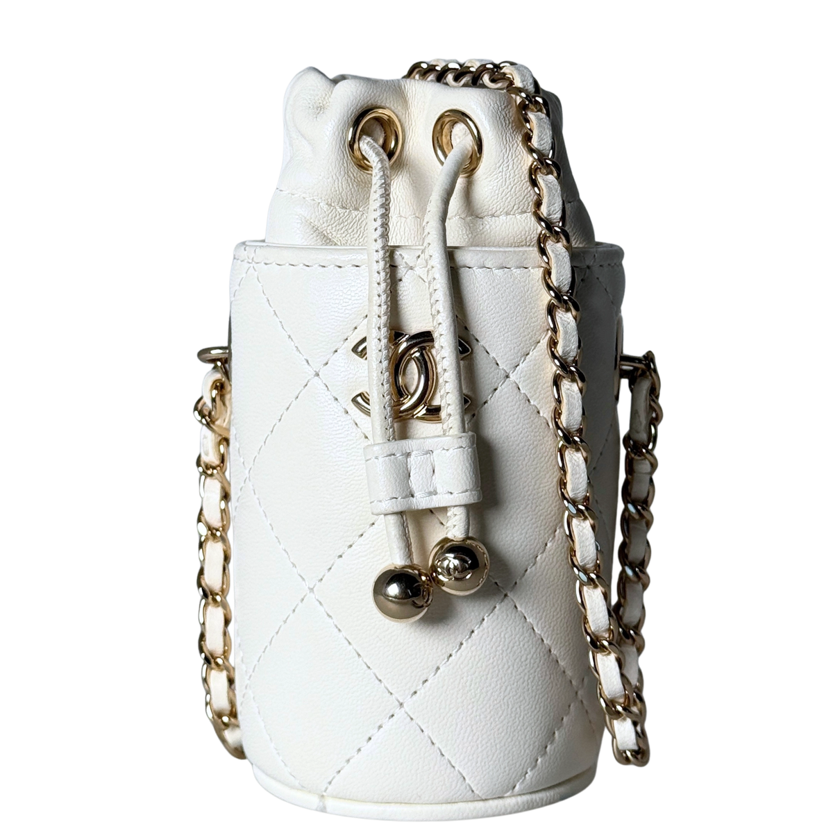 Chanel Mini-Eimertasche Weiß / sehr gut Chanel