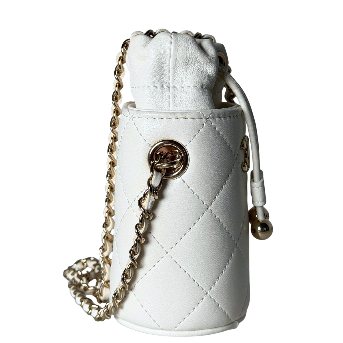 Chanel Mini-Eimertasche Weiß / sehr gut Chanel