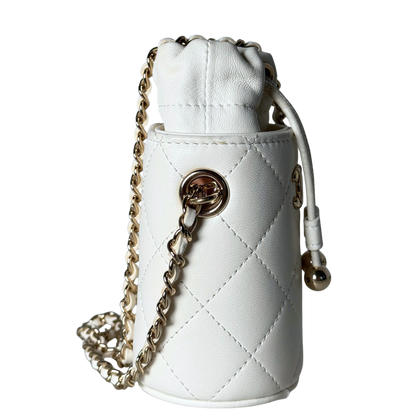 Chanel Mini-Eimertasche Weiß / sehr gut Chanel