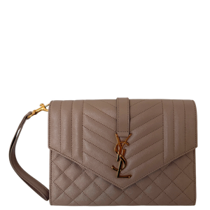 Saint Laurent Envelope-tas met overslag Dark Beige