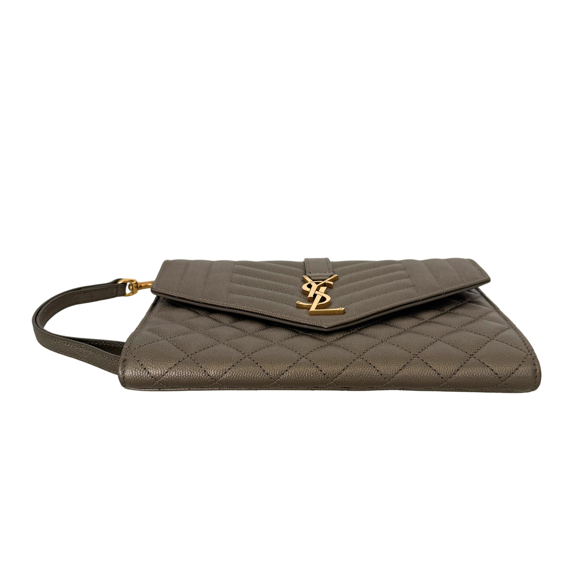 Saint Laurent Envelope Tasche mit Überschlag Metallic Taupe / neuwertig Saint Laurent