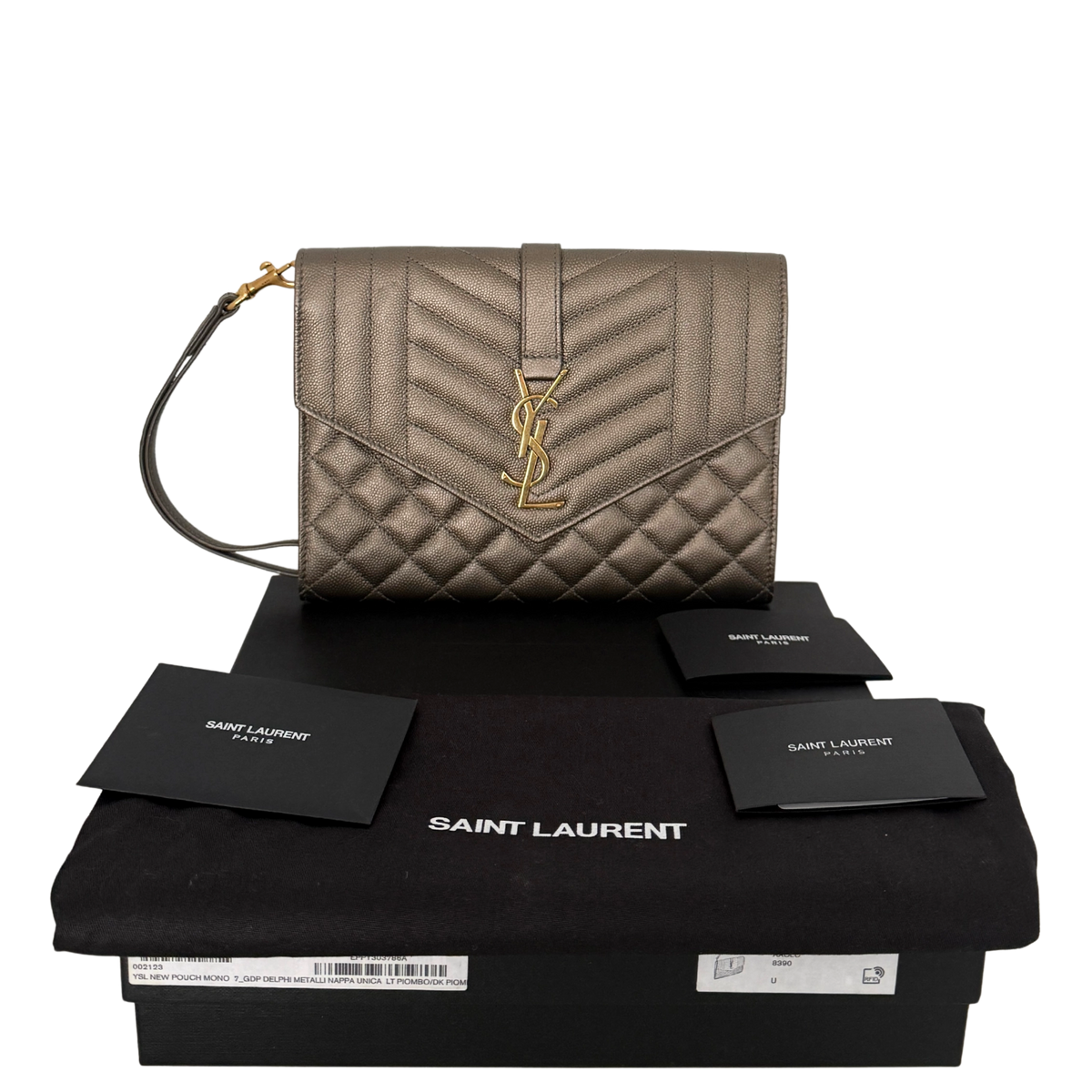 Saint Laurent Envelope Tasche mit Überschlag Metallic Taupe / neuwertig Saint Laurent