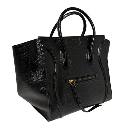 CELINE Luggage Phantom Lackleder Medium schwarz  / neuwertig CELINE