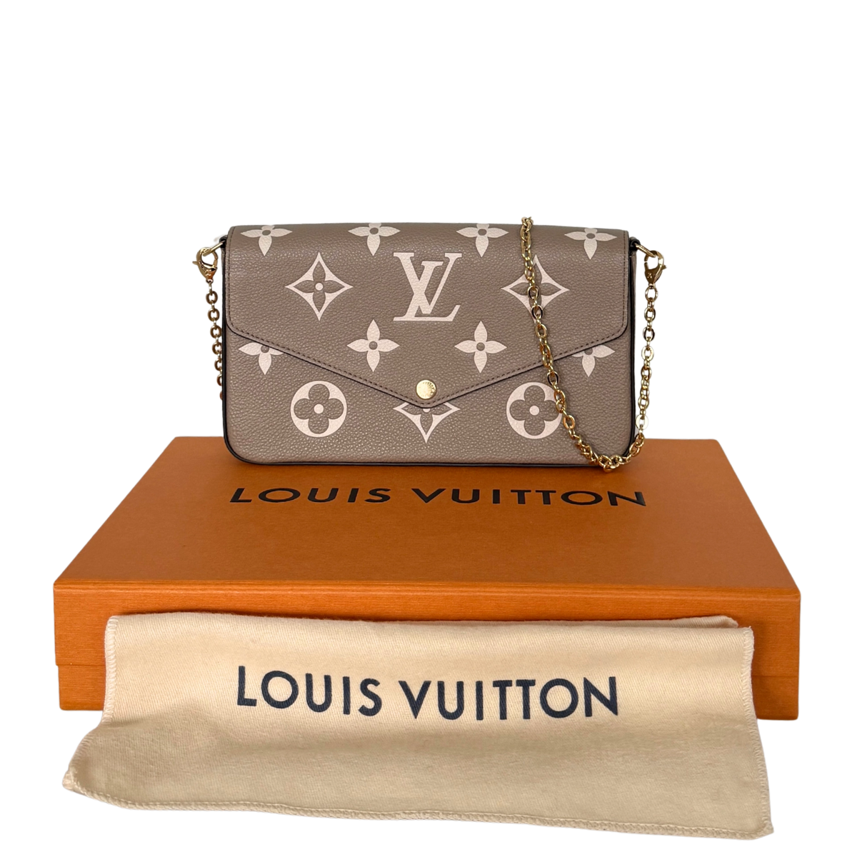 Louis Vuitton Félicie Pochette Monogram Empreinte Tourterelle Creme / sehr gut Louis Vuitton