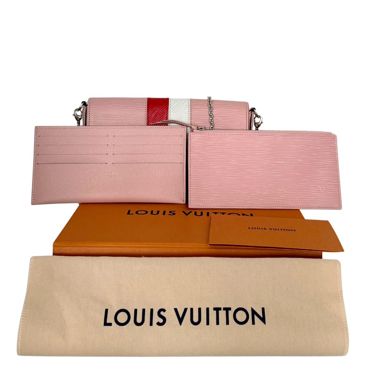 Louis Vuitton Pochette Félicie Umhängetasche Epi-Leder Stripes Rosa Fullset / sehr gut Louis Vuitton
