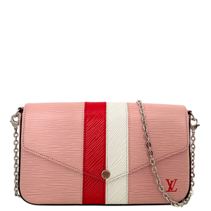 Louis Vuitton Pochette Félicie Umhängetasche Epi-Leder Stripes Rosa