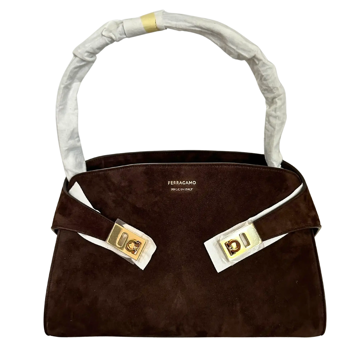 Ferragamo Hug Tote Bag aus Veloursleder braun / ungetragen Salvatore Ferragamo