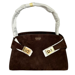 Ferragamo Hug Tote Bag van bruin suède
