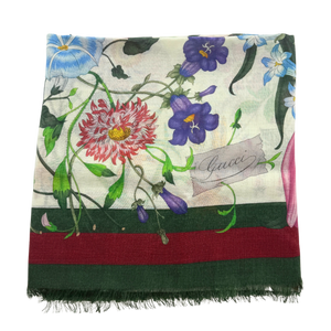 Gucci Vierkante Sjaal met Flora-print Meerkleurig