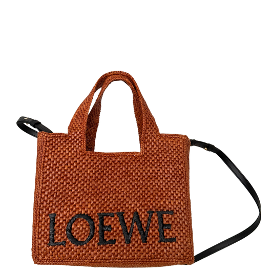 Loewe kleine Font Tote Bag aus Bast Braun / neuwertig Loewe