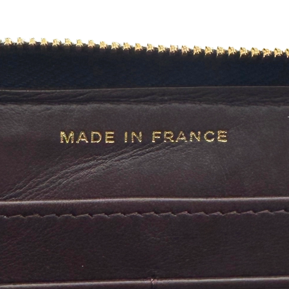 Chanel Gusset Zip Around portemonnee van kaviaarleer zwart