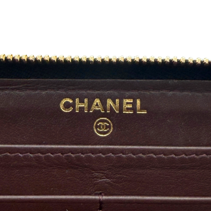 Chanel Gusset Zip Around portemonnee van kaviaarleer zwart