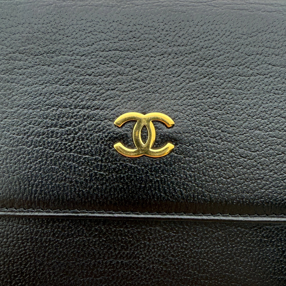 Chanel Coco Mark Drievoudige Portemonnee Zwart